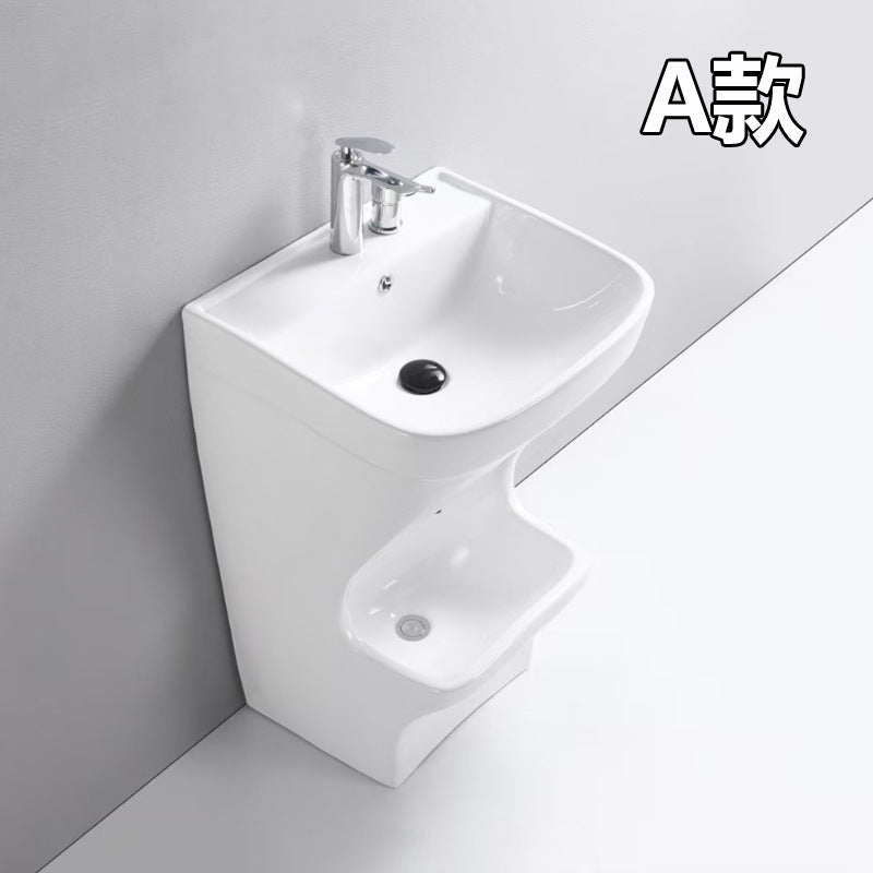 中东落地洗脚立柱盆一体陶瓷盆洗脸盆阳台小户型别墅洗手盆