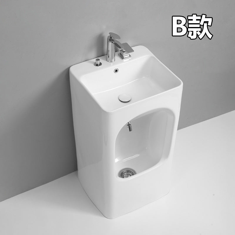 中东落地洗脚立柱盆一体陶瓷盆洗脸盆阳台小户型别墅洗手盆