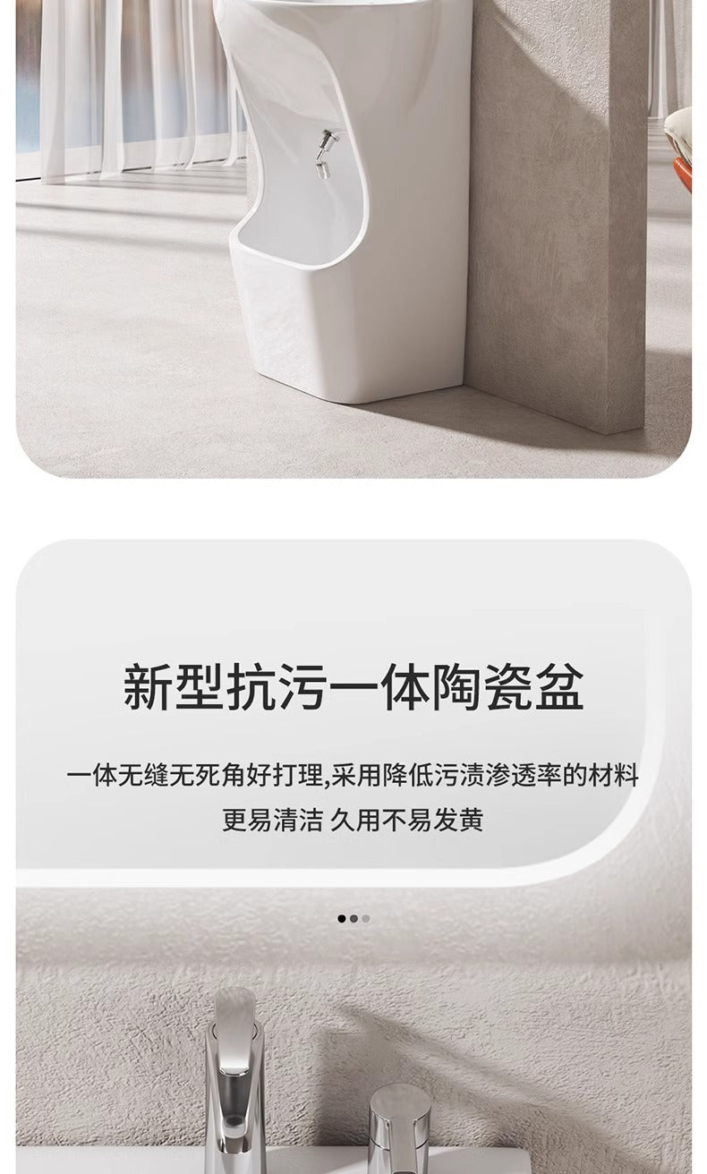 中东落地洗脚立柱盆一体陶瓷盆洗脸盆阳台小户型别墅洗手盆