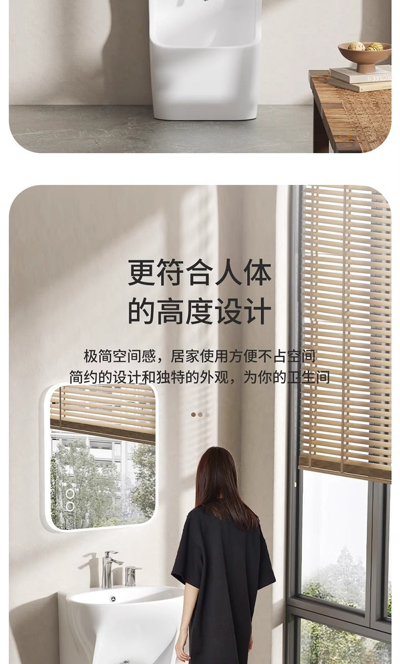 中东落地洗脚立柱盆一体陶瓷盆洗脸盆阳台小户型别墅洗手盆