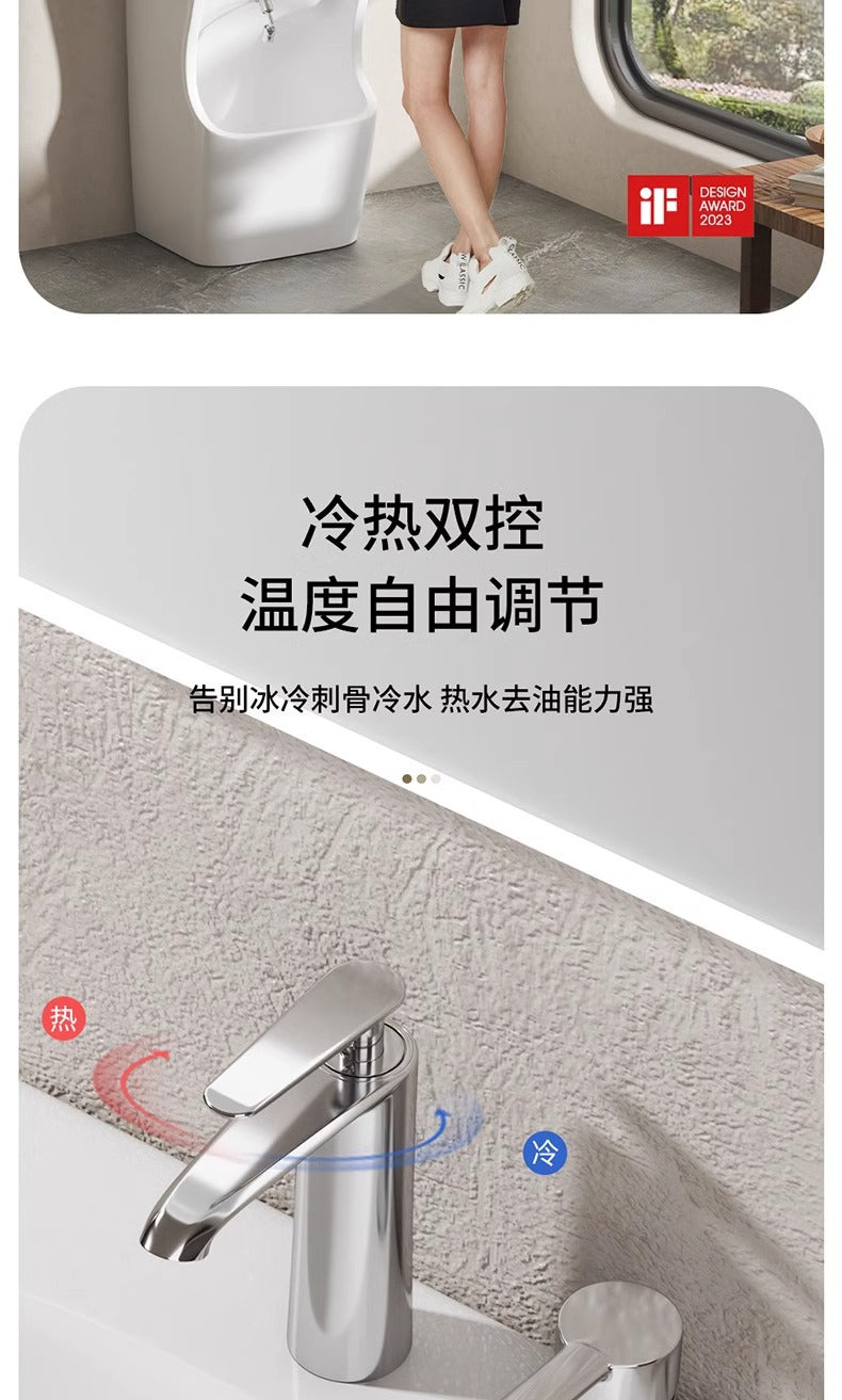 中东落地洗脚立柱盆一体陶瓷盆洗脸盆阳台小户型别墅洗手盆